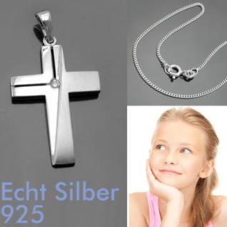 Kinder Taufe Kommunion Konfirmation Design Kreuz Anhänger mit Kette Silber 925 