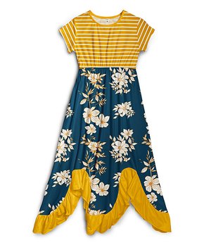 EX C&A Ages 2-13 Girls Yellow Summer Dress Layered Pleated Jahre 100% Cotton 