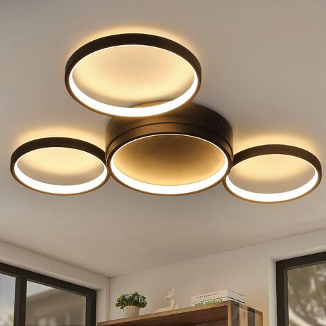 Moderne Decken Lampe Holz schwarz/gold Schlaf Wohn Zimmer Flur Küchen Leuchten 