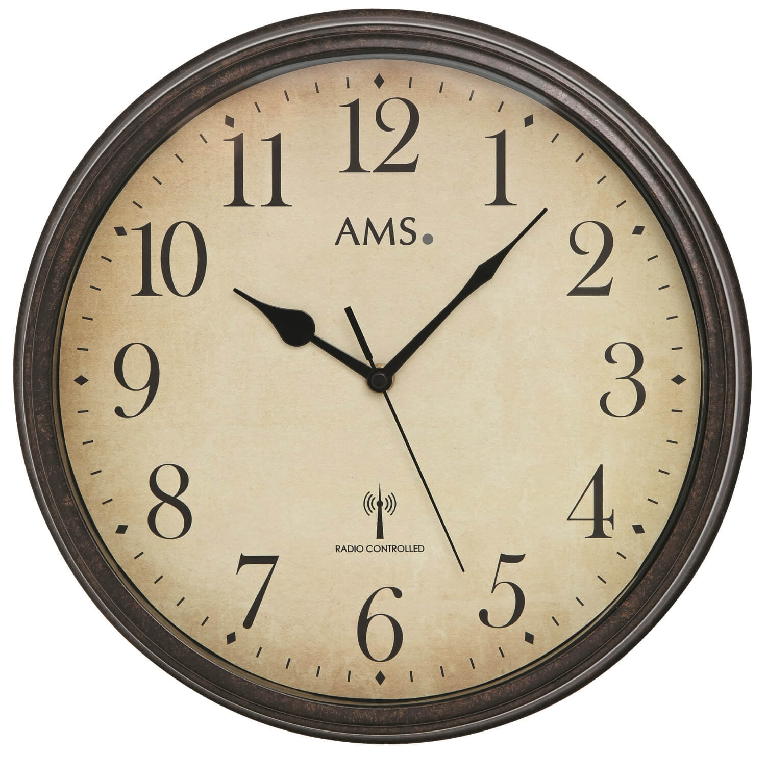 AMS 50 Wanduhr Funk Funkwanduhr Küchenuhr Wohnzimmeruhr Naturstein-Auflage 162 