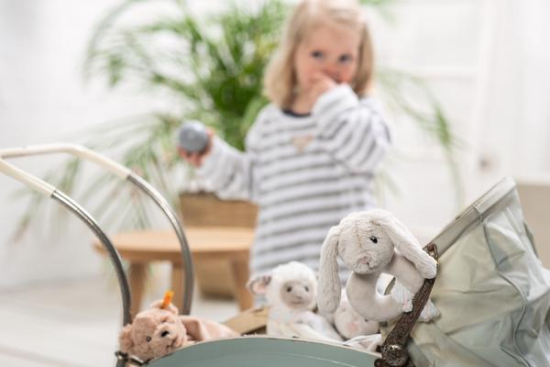 Plüsch Kuscheltier hellgrau Steiff 080463 Soft Cuddly Friends Hoppie Hase 