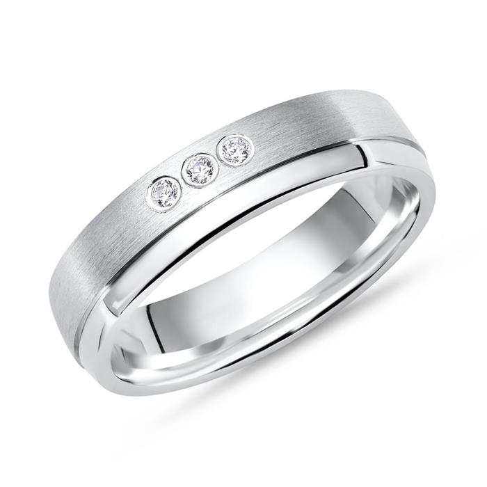 mit ohne  Box Ein 925er Silber Ehering Trauring mit Zirkonia og S-AH-D 