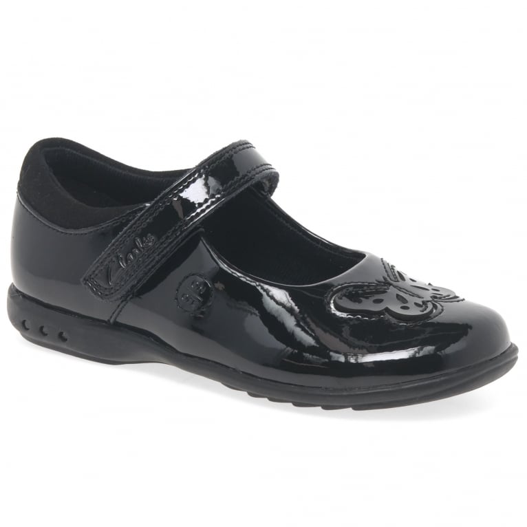 CLARKS TRIXI ROSE INF RIPTAPE LIGHTS BLACK LEATHER SHOES UK7 to 12.5 G Fit GO 