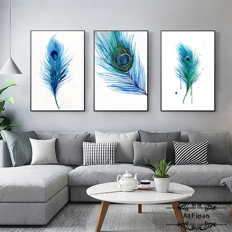 Wall Art Canvas Painting feathers Poster Print Wall Picture for Living Room Deco 