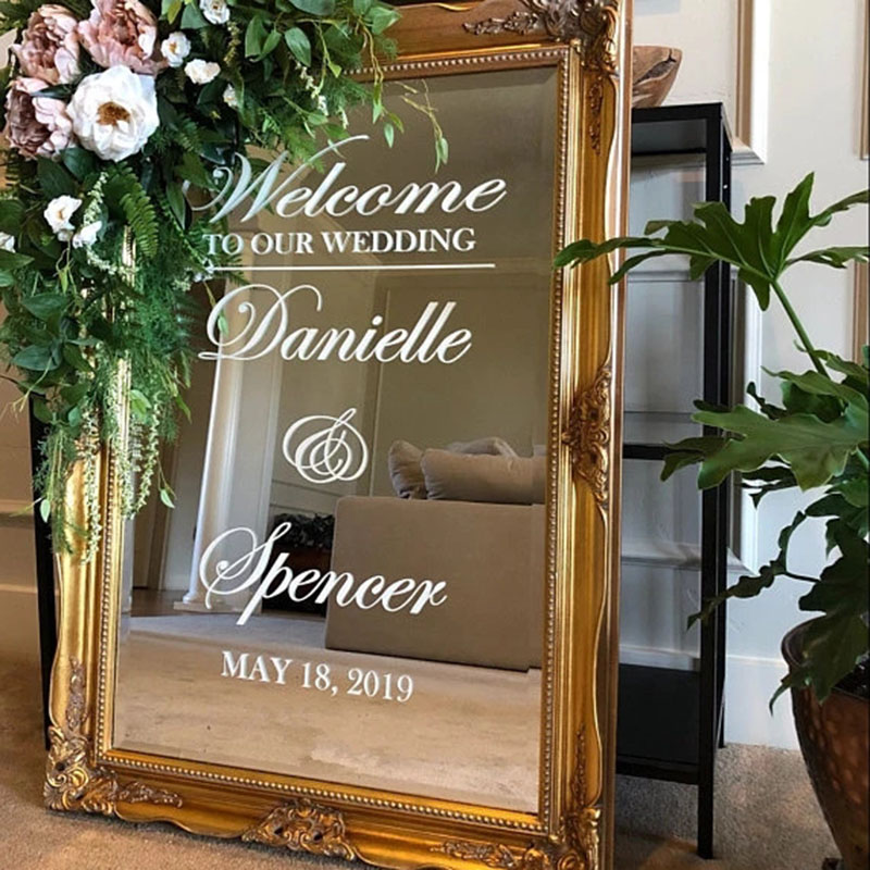 Personalised Wedding mirror Welcome sign camera snap Vinyl Decal Sticker V651 