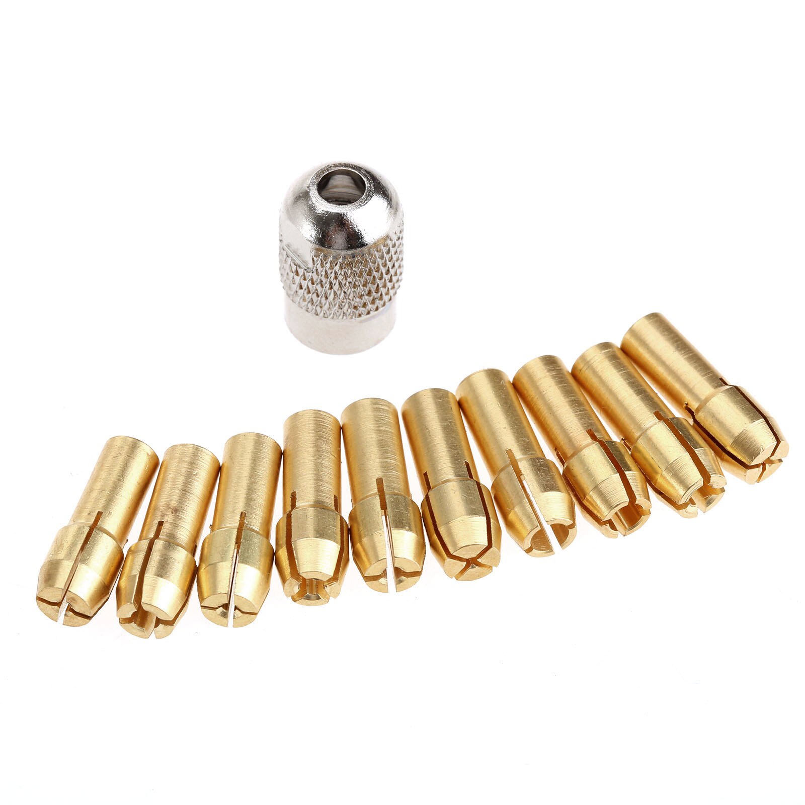 10Pcs x 0.5mm-3.2mm Brass Collets Kit w Electric Mill Shaft Screw Cap for Power 