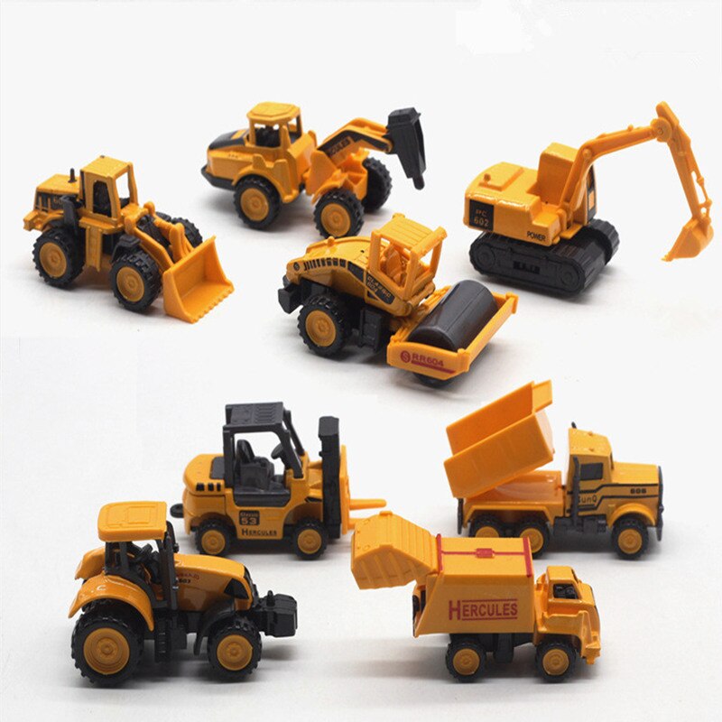 8Pcs/set Mini Alloy Construction Truck Car Model Toy Digger Kids Birthday Gift 