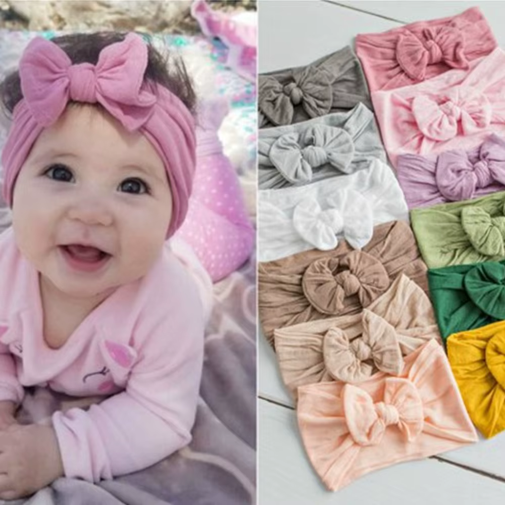 Baby Kleinkind Stirnband klassischen großen Bogen gestreiften Turban Haarschmuck 