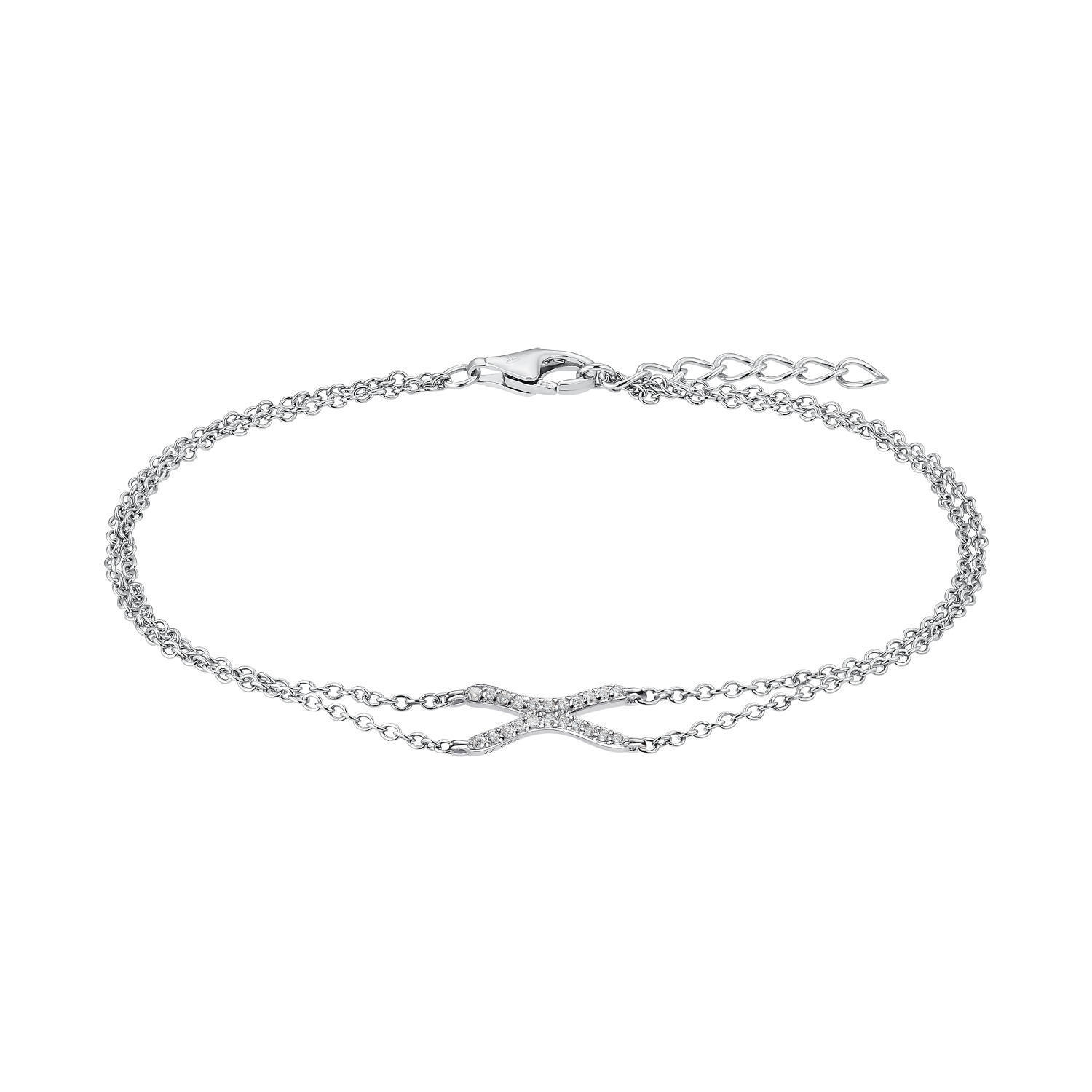 Damen Armband 925 Silber Love Liebe mit Zirkonia-Steine Venezianer-Armkette 