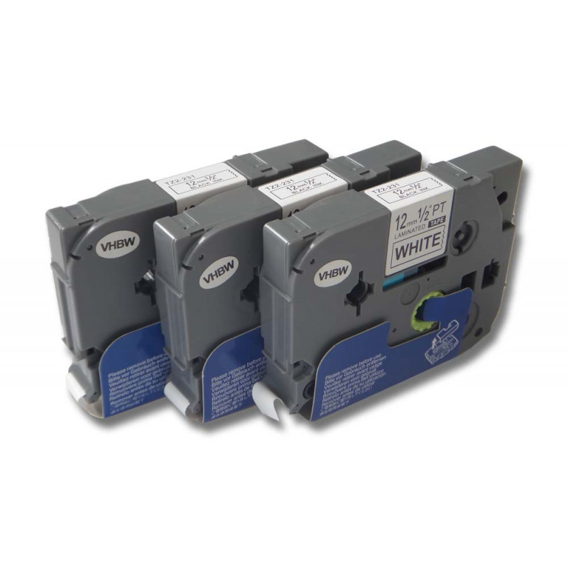 1650 1700 3x SCHRIFTBAND KASSETTE 12mm für BROTHER TZ-231 P-Touch 1600 1750 