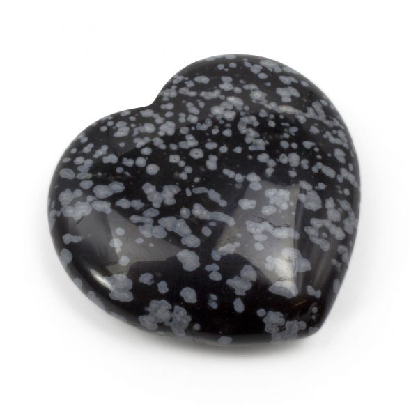Edelstein Schneeflocken Obsidian Herz 4 cm 1 Stück Steinherz Handschmeichler 