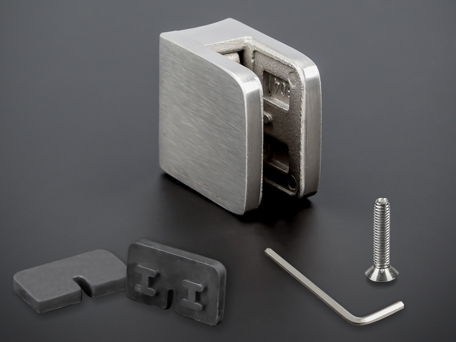 40 Edelstahl Glashalter Glasklemme Klemmhalter Flach Anschluss 8-10mm Glas Clamp 