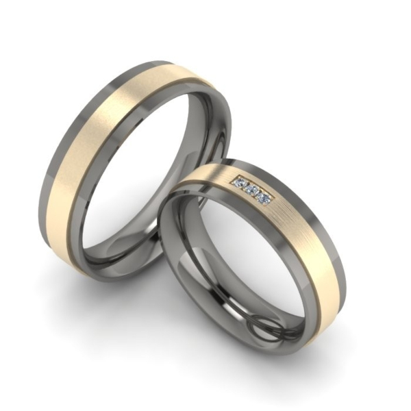 Klassische Partnerringe Verlobungsringe aus Titan Ring Gravur Gratis T191 