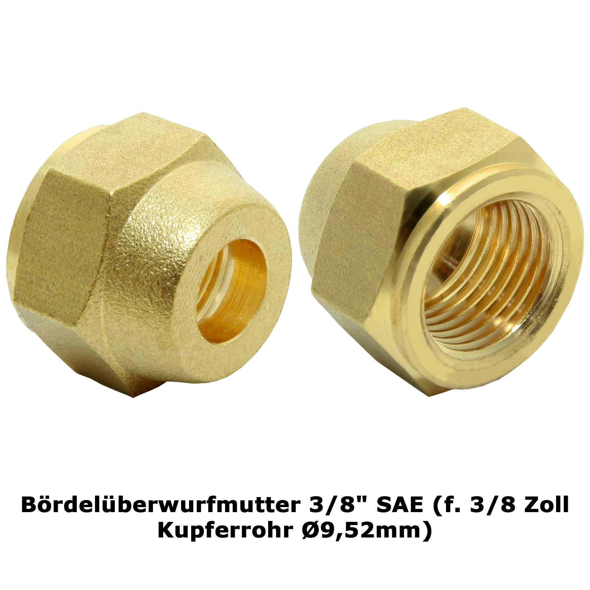 Split Klimaanlage Verbindungsnippel Set 3/8 Zoll inkl Muttern Messing 