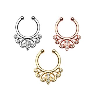 Nasenklemmring SEPTUM FAKE Piercing Kein Piercingloch notwendig Kristallring 