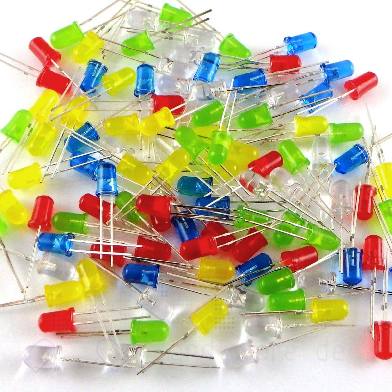 S820 Sortiment 60 Stück LEDs 5mm diffus Set 6 Farben rot gelb grün blau weiß 
