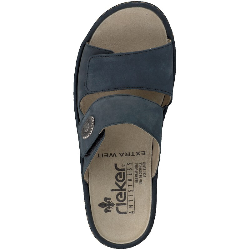 Rieker Zehenstegpantolette Echtleder grau weiche Innensohle NEU! 