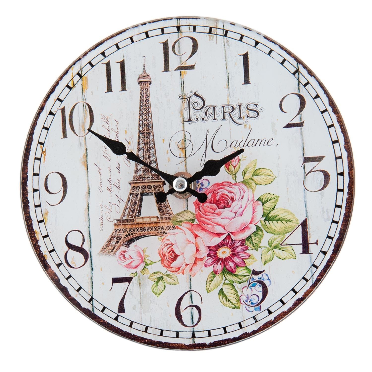 Clayre & Eef*Glas Wanduhr*17cm*Lanhaus Stil*Retro*Shabby*Schmetterling*Butterfly 