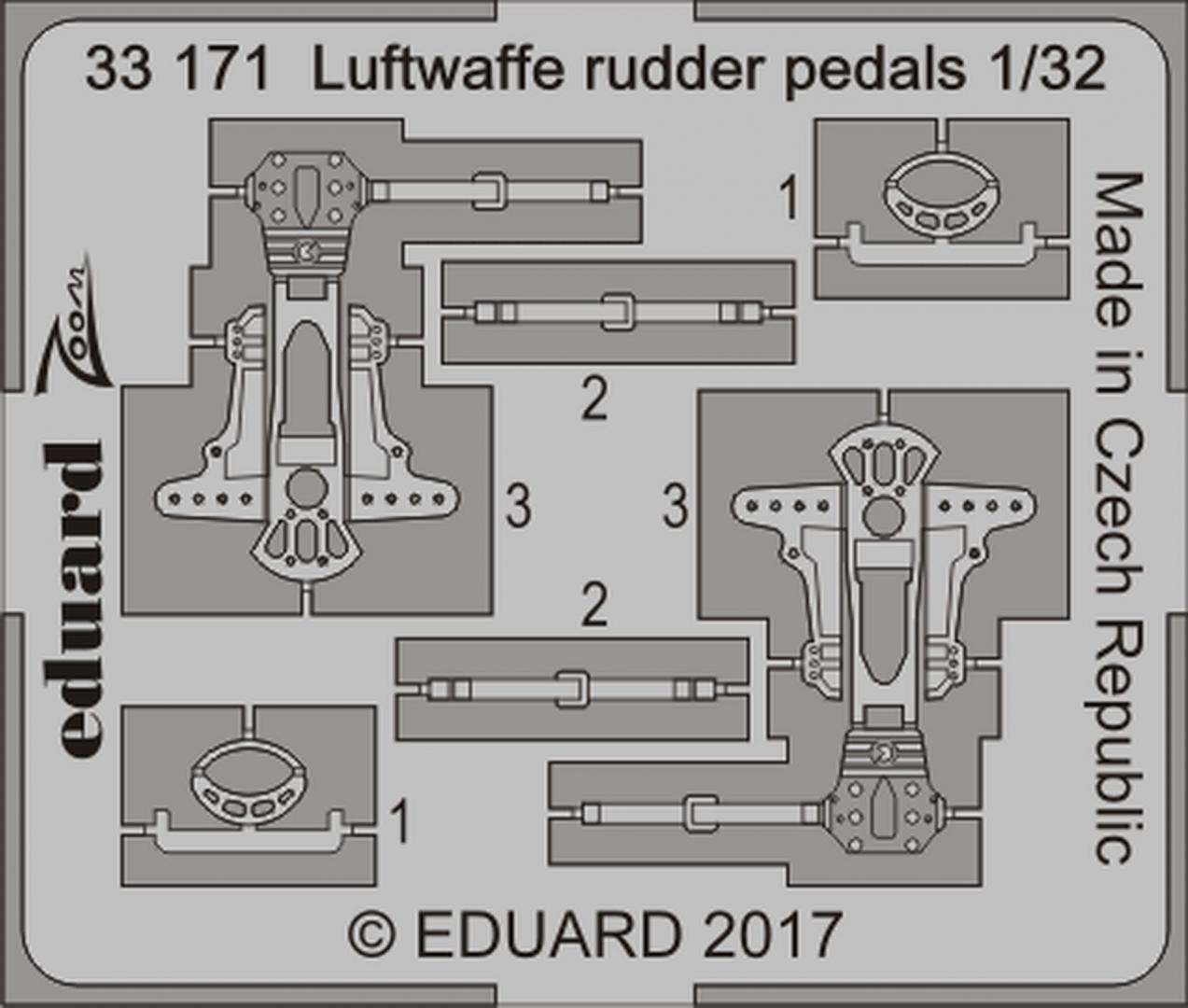 Eduard 33171 Etched Aircraft Detailling Set 1:32 Luftwaffe rudder pedals 