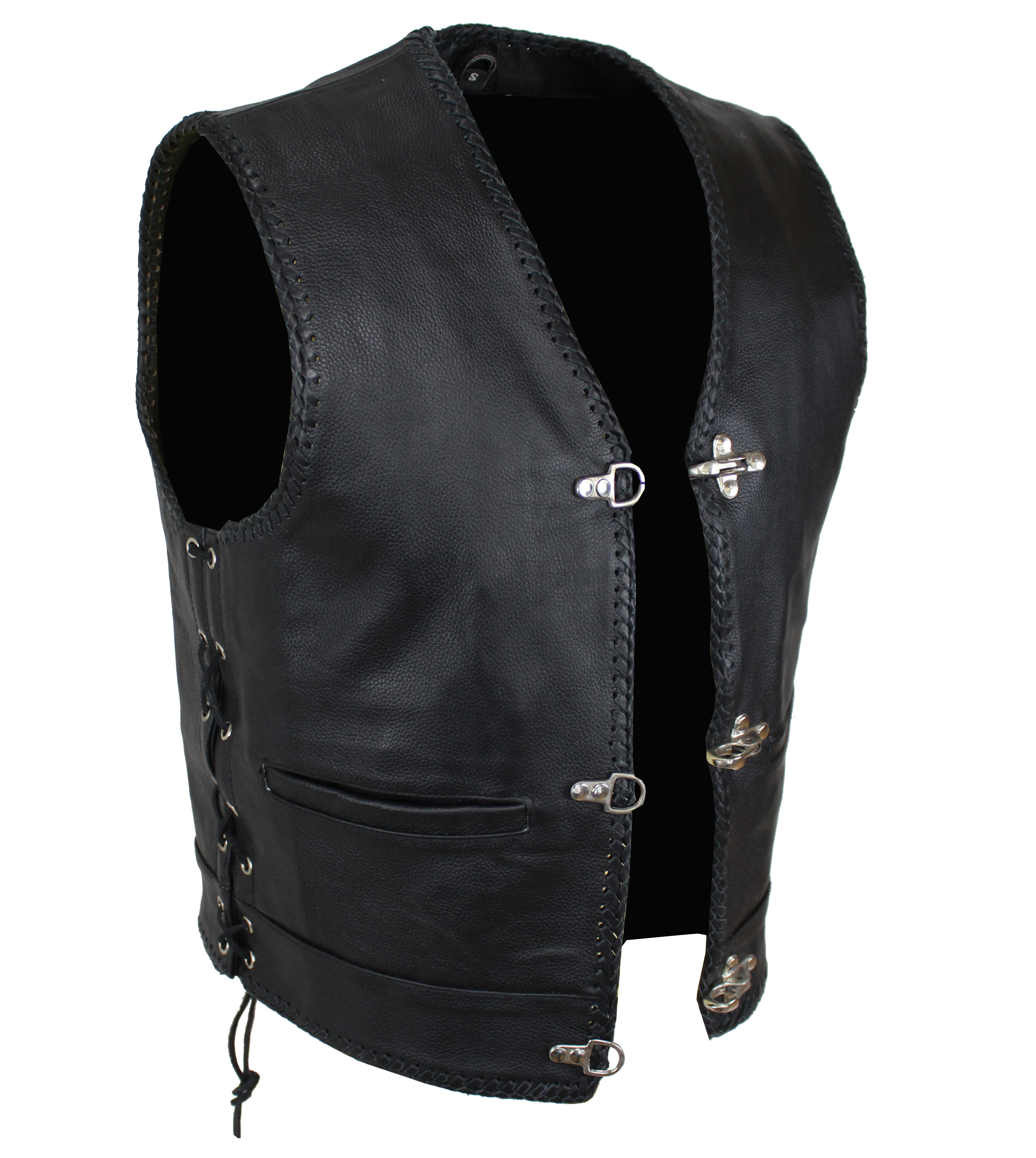 Neu Schulterschnallen Biker Leder Kutte Motorrad Lederweste schwarz Gr.S-5XL 