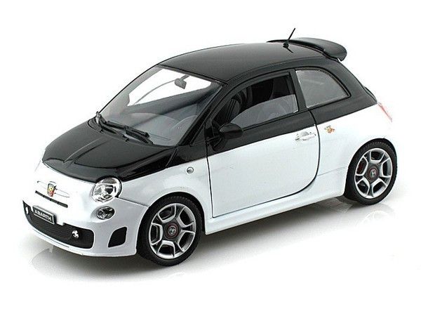 Model Fiat 500 Abarth White 2008 1:24 Scale 1.4 Turbo Motormax Diecast Car 73380 