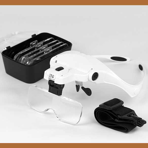 2LED Head Light Headband Magnifier Headset Magnifying Glass Loupe with 5x LenCN 
