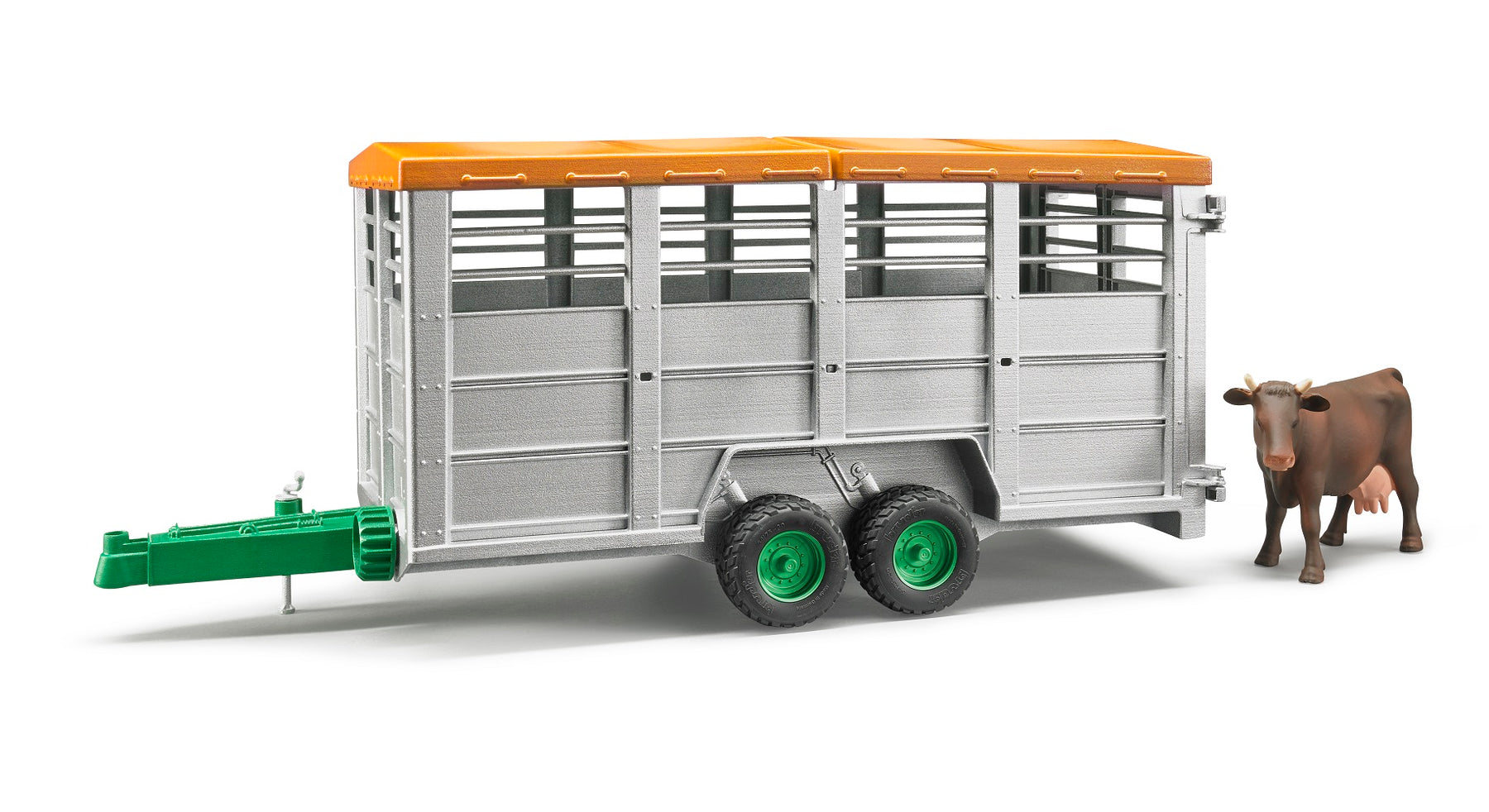 BRU2227 Trailer Cattle Trailer 2 Axles With 1 Cow Toy Bruder 