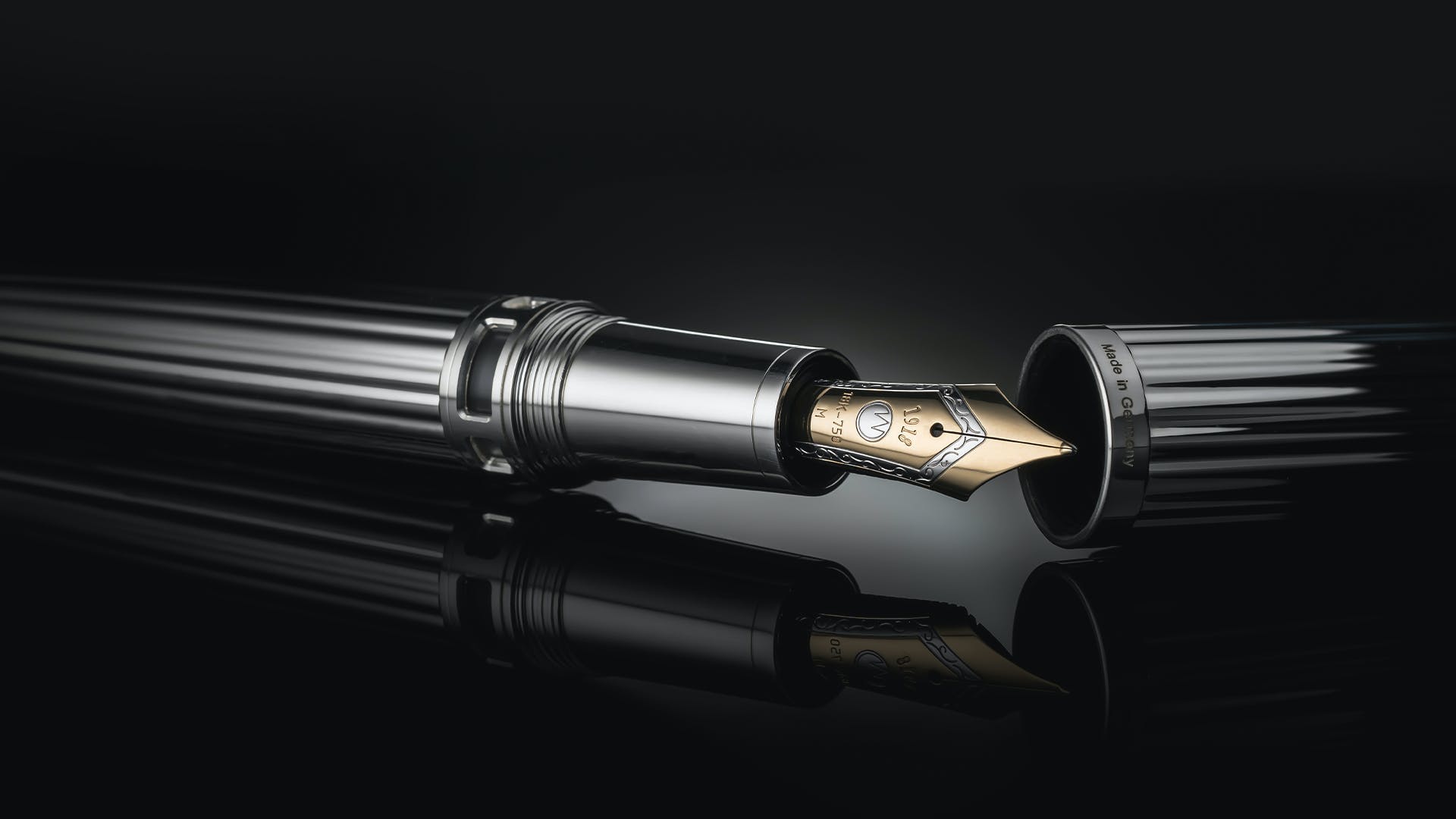 Waldmann Pen,Sterling Silber,Tango Füllhalter Ruthenium,Pyramid,Stahl/Goldfeder 