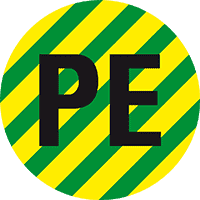 70 Stk.Leiterkennzeichen PE Schutzleiter Erdung Bogen Aufkleber 10mm DIN EN60446 