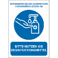 Hygiene Regel Hinweis Schild AufkleberHÄNDE DESINFIZIERENVirus Schutz DIN 