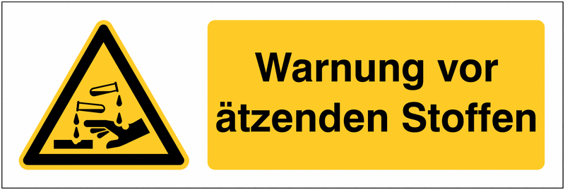 Warnaufkleber Warnzeichen Schild "ätzende Stoffe" Folie nach ISO 7010 20cm gelb 