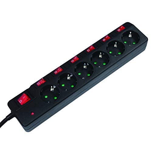 Aluminiumprofil Steckdosenleiste 10" 1HE Wandmontage Kinderschutz 4x Schuko 