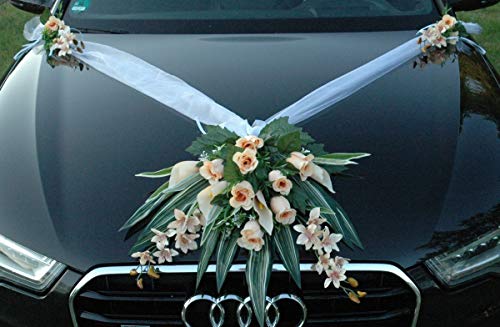 ORGANZA M S Auto Schmuck Braut Paar Rose Deko Dekoration hochzeit autoschmuck 