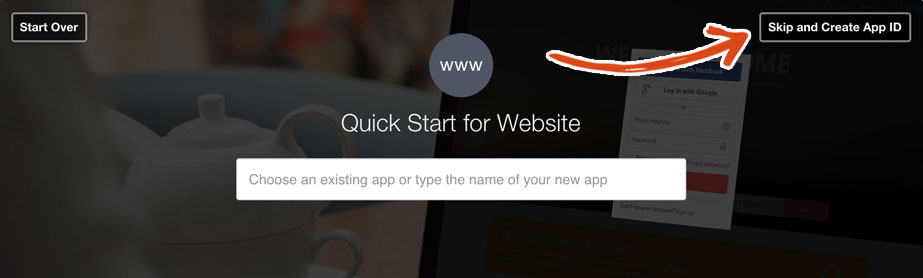 Create a Facebook App ID button
