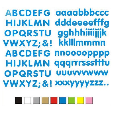 SELF ADHESIVE LETTERS stickers graphics 15mm high vinyl alphabet set Rounded 