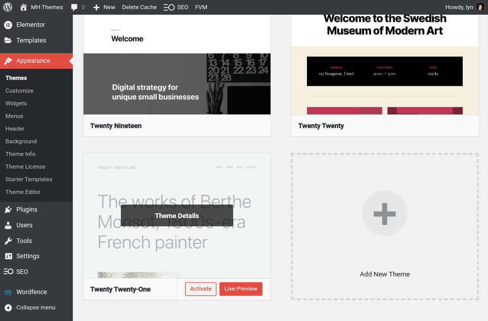 Activate Default WordPress Theme
