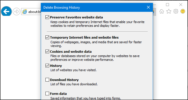 Internet Explorer Web Browsing History