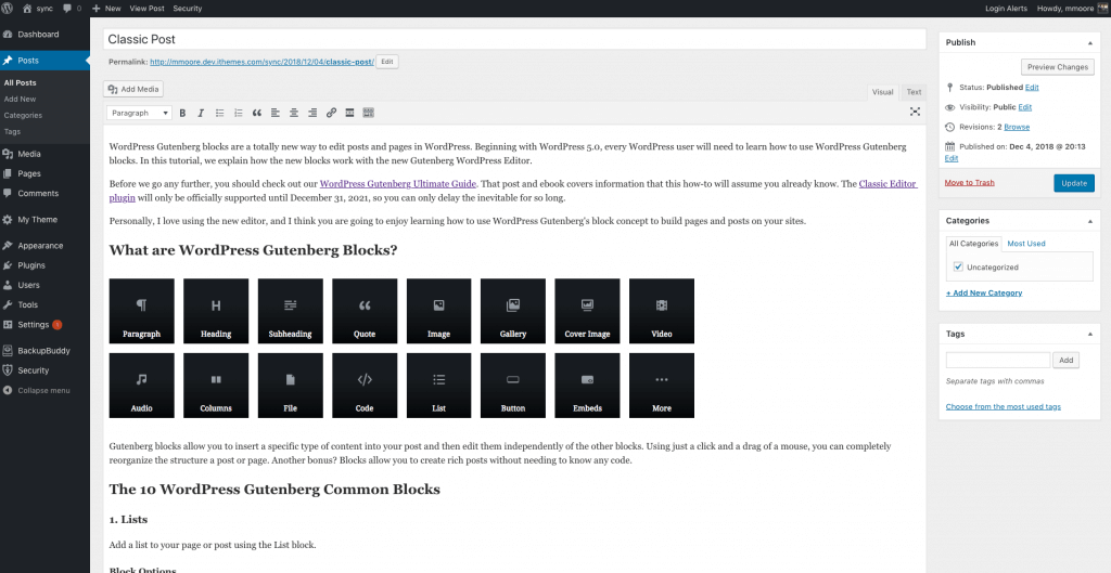 WordPress version 4.9.8