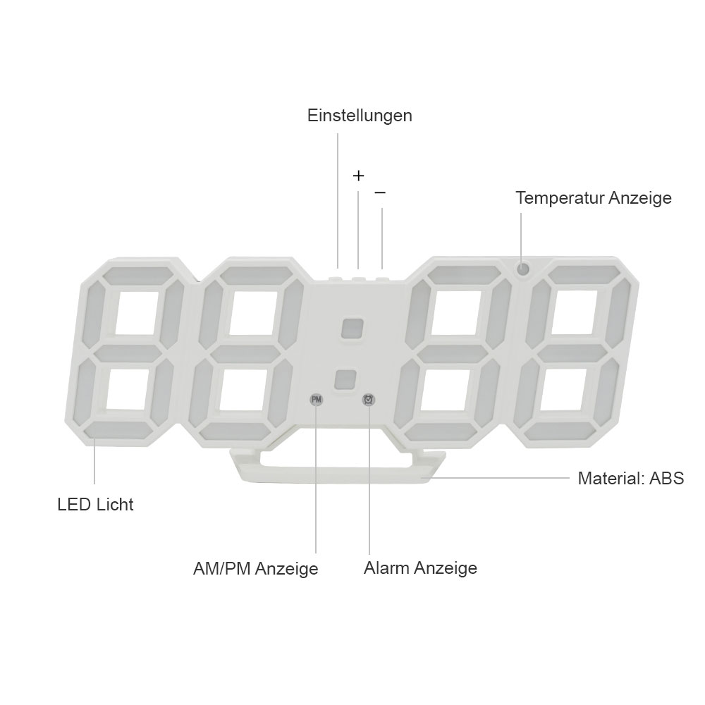 VST Elektronische Led Digital Wanduhr Mit Temperatu Feuchtigkeit Anzeige Ha F5T7 