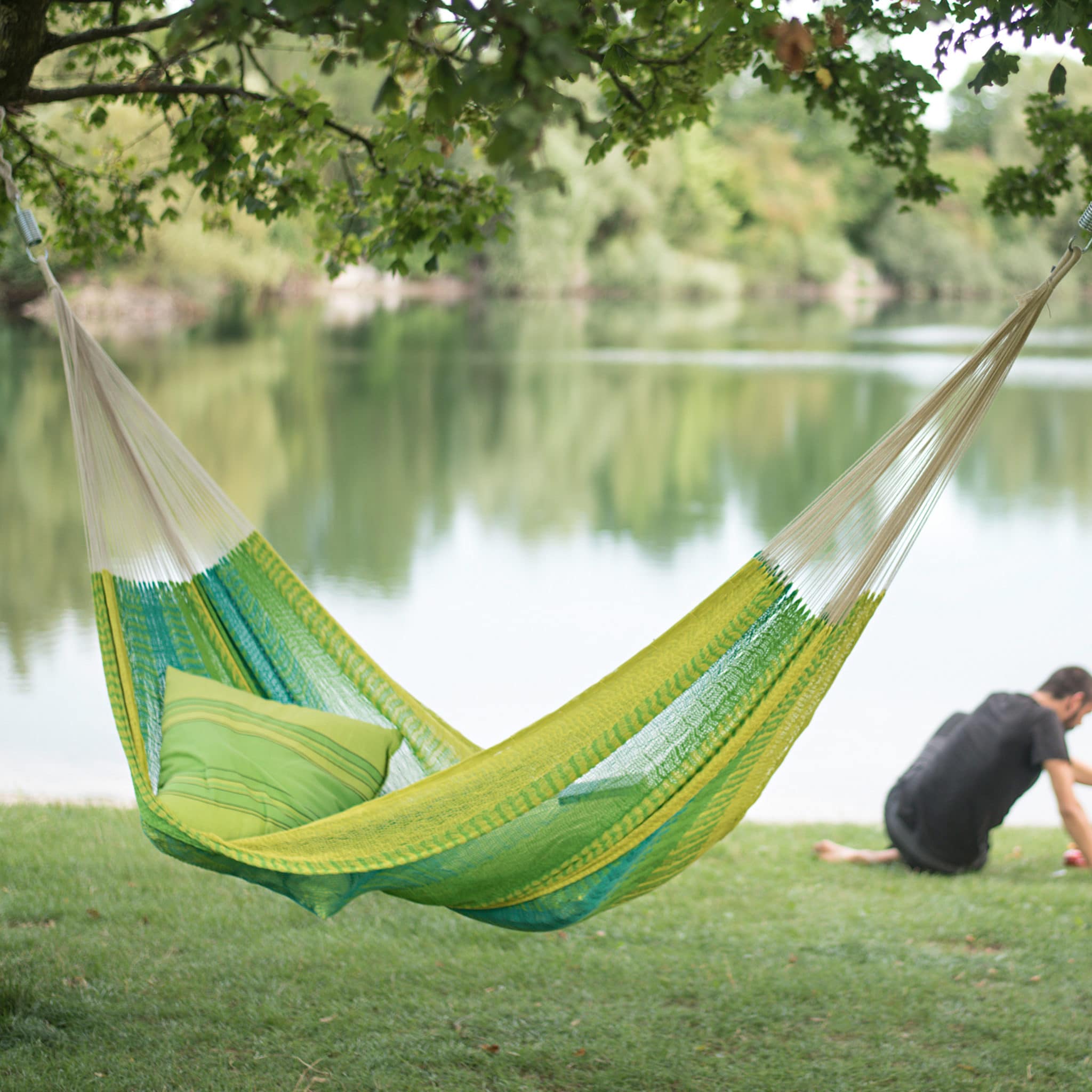 Original Mexikanische Netz-Hängematte ORANGE uni Größe Mexi 4 Fair Trade 