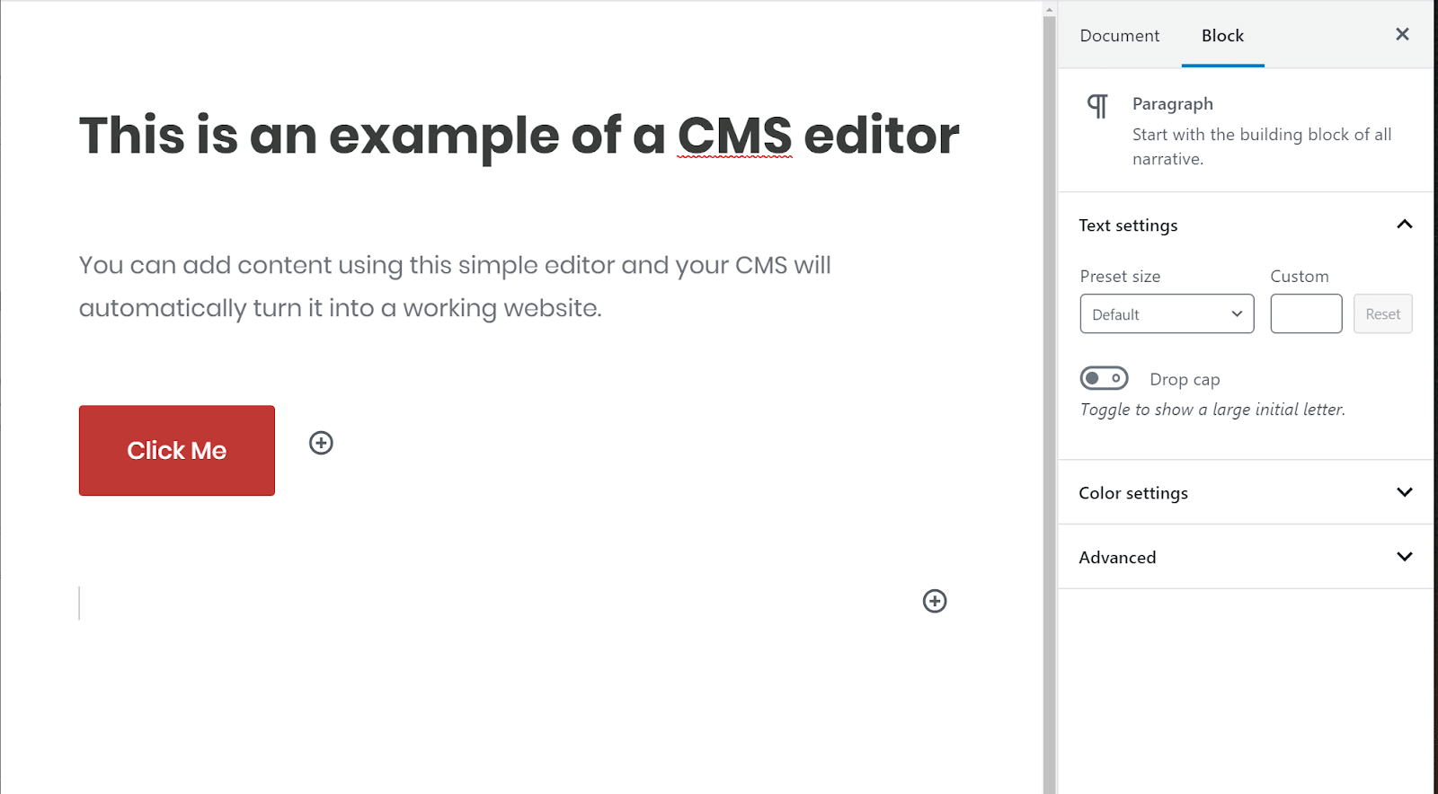 Example Editor of CMS Software Example Editor of CMS Software