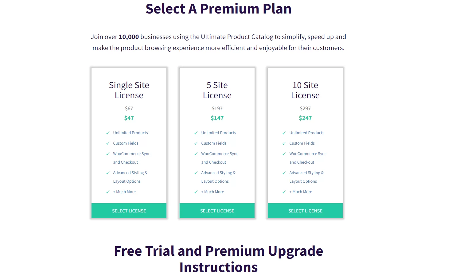 Select A Premium Plugin Version Plan