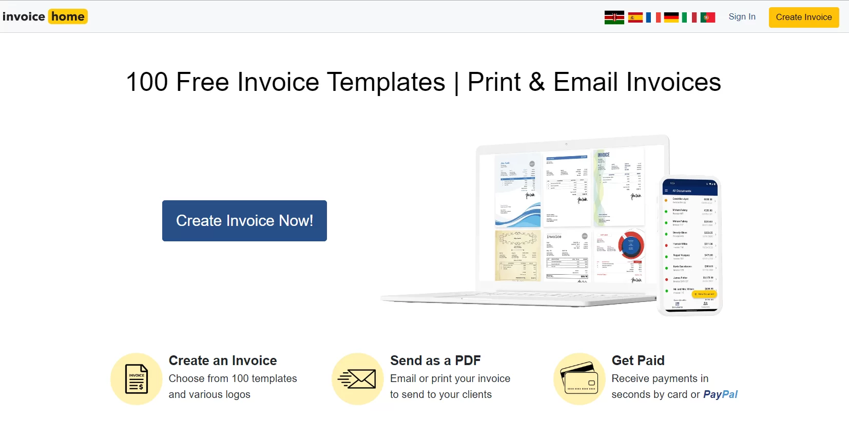 100 Free Invoice Home Templates | Print & Email Invoices